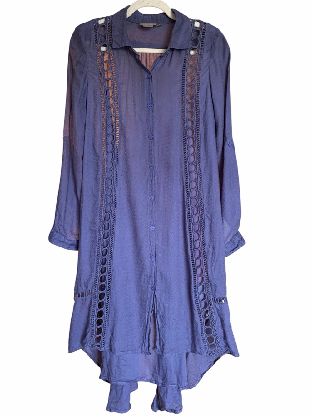 Anthropologie Vanessa Virginia Liet cutout linen shirt dress w slip - Picture 2 of 9